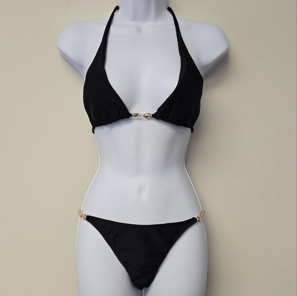 Cia.maritima Gold Seashell Black Bikini Set L - Picture 1 of 11